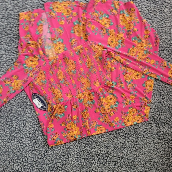 Hot Pink Floral Off Shoulder Dress - Picture 3 of 4